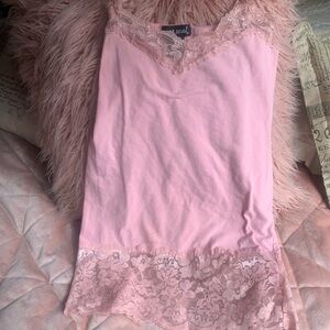 Y2K WetSeal pink Lace Trim Cami top